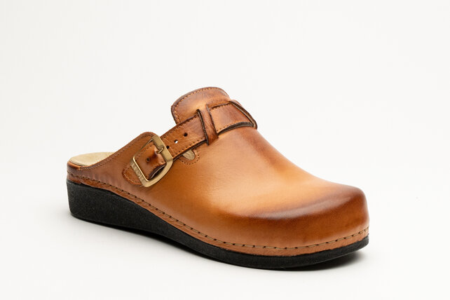 Instapklomp in maat 36 t/m 41- uitneembare zool en antislip nop - kleur goudbruin