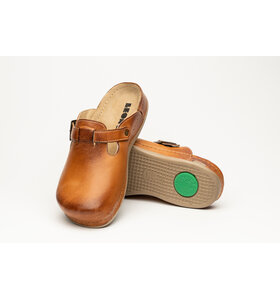 Men's slip-on clog in sizes 41 to 47 - with anti-slip stud - brown