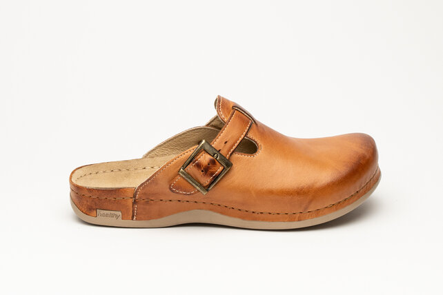 Men's slip-on clog in sizes 41 to 47 - with anti-slip stud - brown