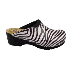 Medical clogs - Zebra print black sole - Dina LAST STOCK