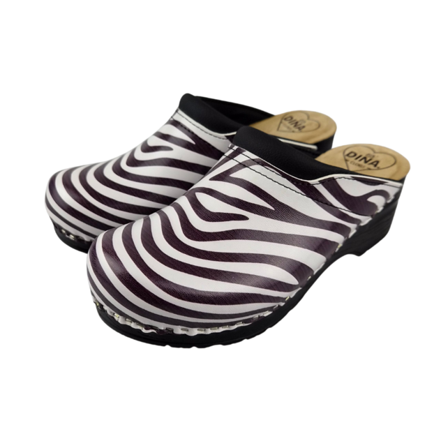 Medical clogs - Zebra print black sole - Dina