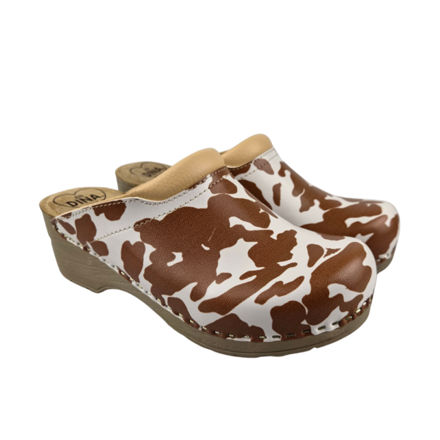 Medische klompen - beige koeienprint met beige zool - Dina