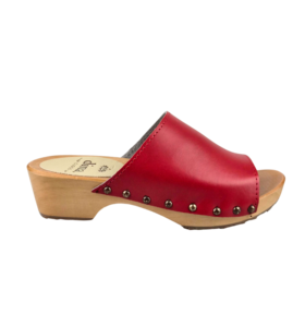 Dina Wooden sandals Red with studs