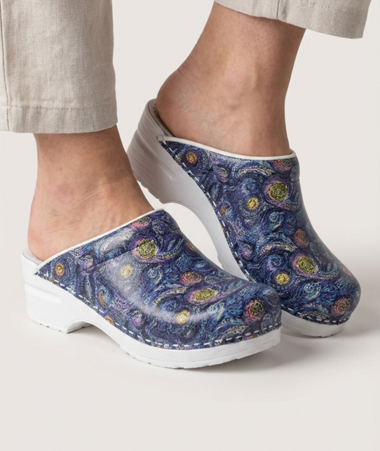 Medical clogs - White sole - Starry Night