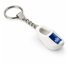 Wooden shoe keychain 4cm with print - white