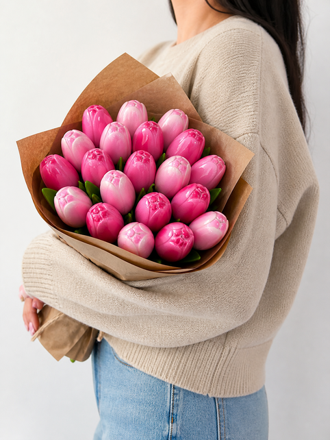 Bouquet of pink tulips r/w (10,20 or 30 pieces)