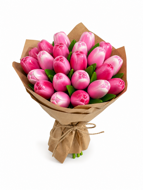 Bouquet of pink tulips r/w (10,20 or 30 pieces)
