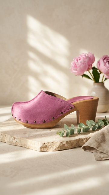 Dina Scandinavian Heels pink suede