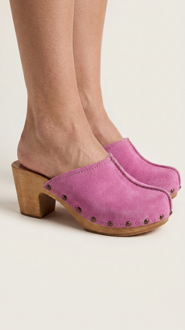 Dina Scandinavian Heels pink suede