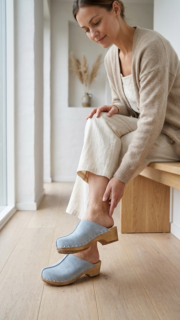 Dina Lykke Clog - suede edition - Mint blue