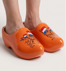 Woodenshoes with the orange lion - limited edition for the world cup