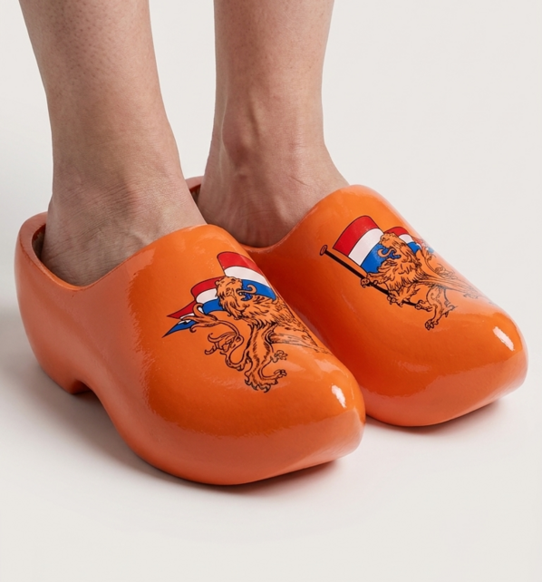 Woodenshoes with the orange lion - limited edition for the world cup