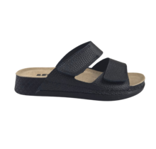 Black sandals - double strap - material: Leather & Polyurethane