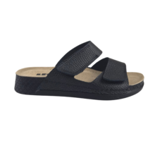 Sandalen zwart - dubbele band - materiaal: Leer & Polyurethaan