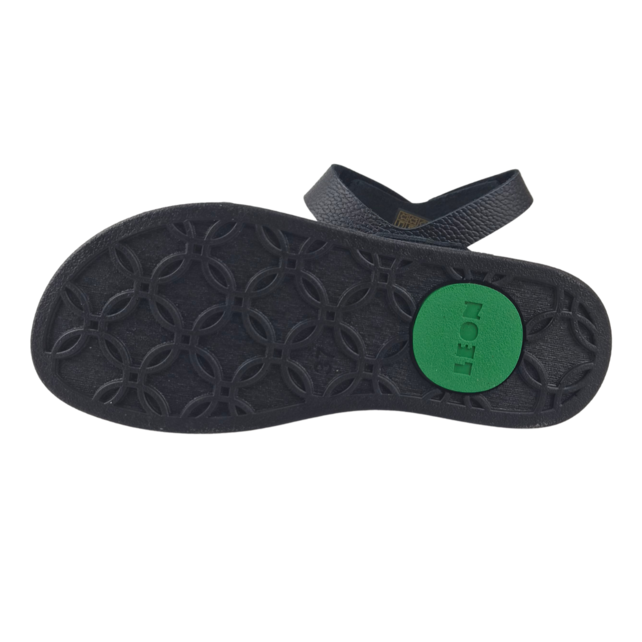 Sandalen zwart - dubbele band met hielband - materiaal: Leer & Polyurethaan  -