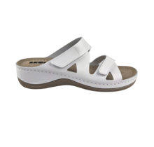 Sandalen Laura wit - dubbele band - materiaal: Leer & Polyurethaan