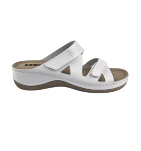 Sandalen Laura wit - dubbele band - materiaal: Leer & Polyurethaan