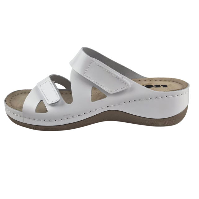 Sandalen Laura wit - dubbele band - materiaal: Leer & Polyurethaan