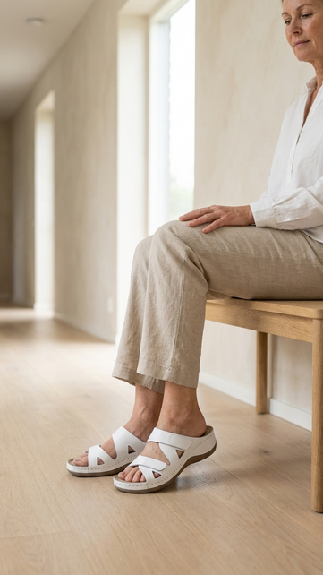 Sandalen Laura wit - dubbele band - materiaal: Leer & Polyurethaan