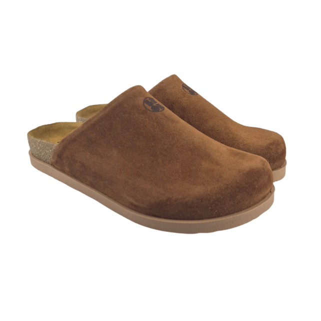 Leon Klompen - suede leren upper - comfortabel zacht voetbed - brown