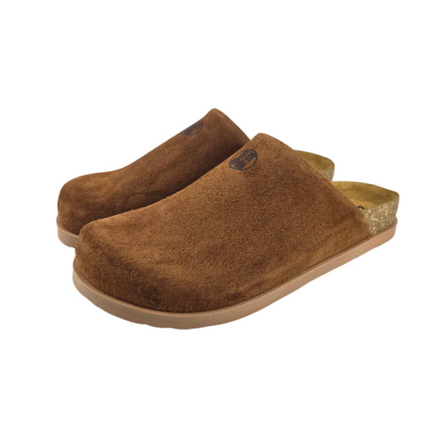 Leon Clogs - suede leather upper - comfortable soft footbed - brown