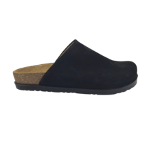 Leon Clogs - suede leather upper - comfortable soft footbed - black