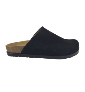 Leon Klompen - suede leren upper - comfortabel zacht voetbed - black