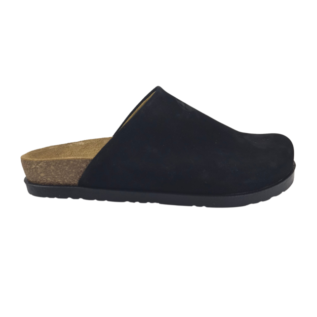 Leon Klompen - suede leren upper - comfortabel zacht voetbed - black