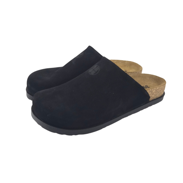 Leon Klompen - suede leren upper - comfortabel zacht voetbed - black