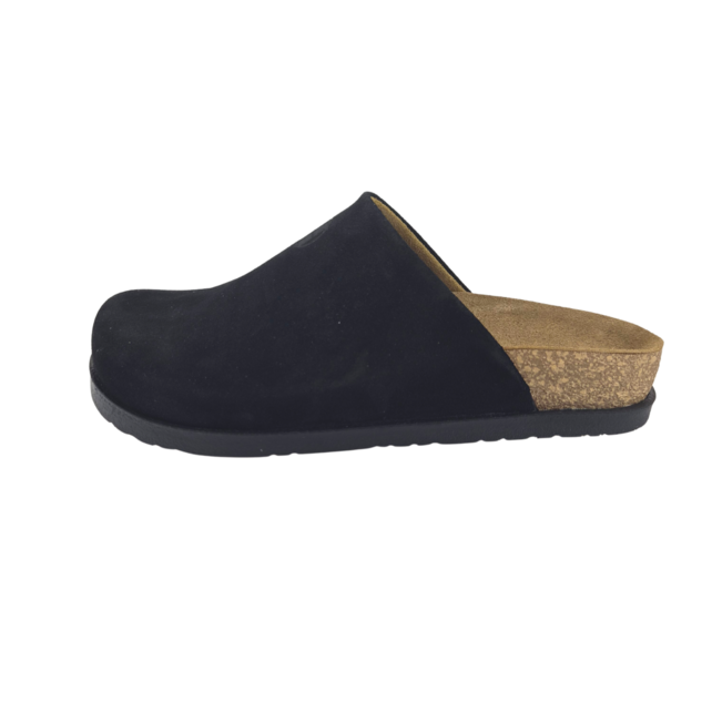 Leon Klompen - suede leren upper - comfortabel zacht voetbed - black