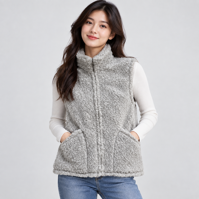 Bodywarmer 100% wol lichtgrijs