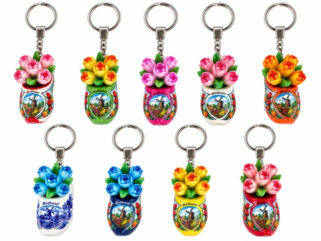 Clog keychain + tulips - Choose from all colors