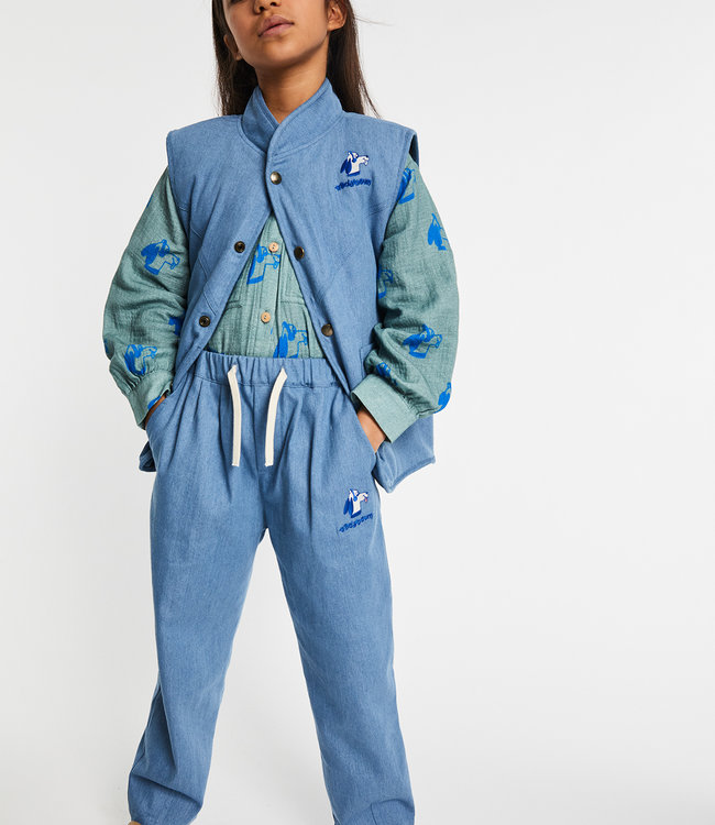 Maison Tadaboum Soepele broek in denim blauw