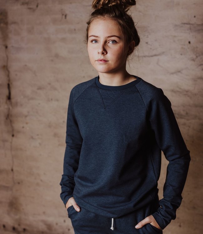 Little Hedonist Blauwe trui in zachte melée