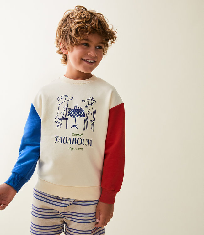 Maison Tadaboum Colorblock sweater met leuke bistro print