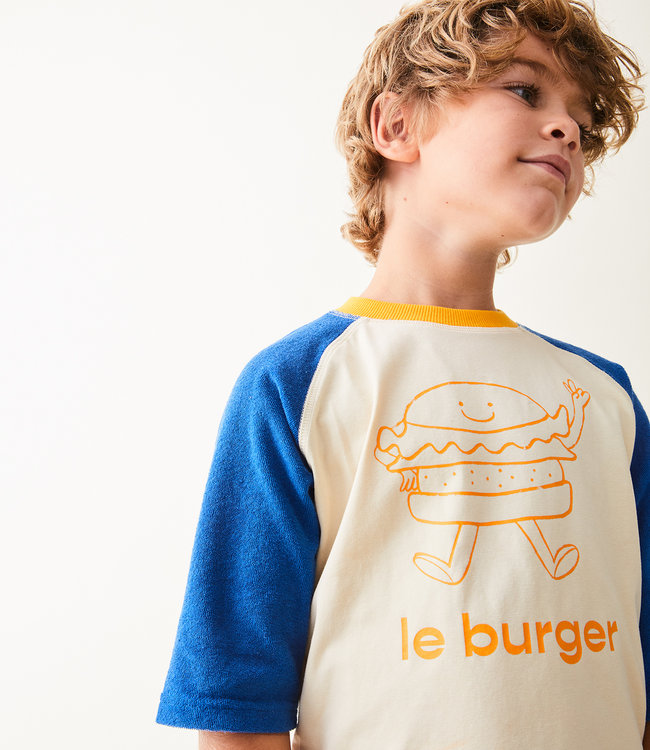 Maison Tadaboum Colorblock T-shirt met hamburger print