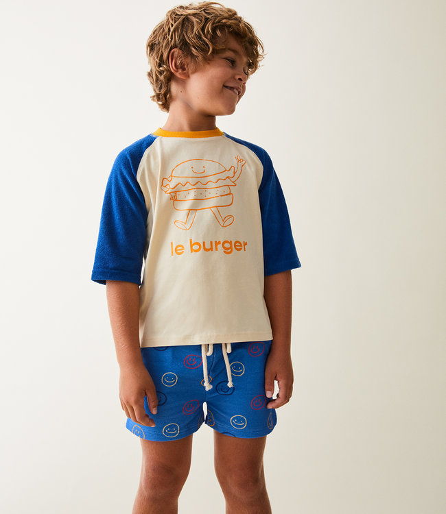 Maison Tadaboum Colorblock T-shirt met hamburger print