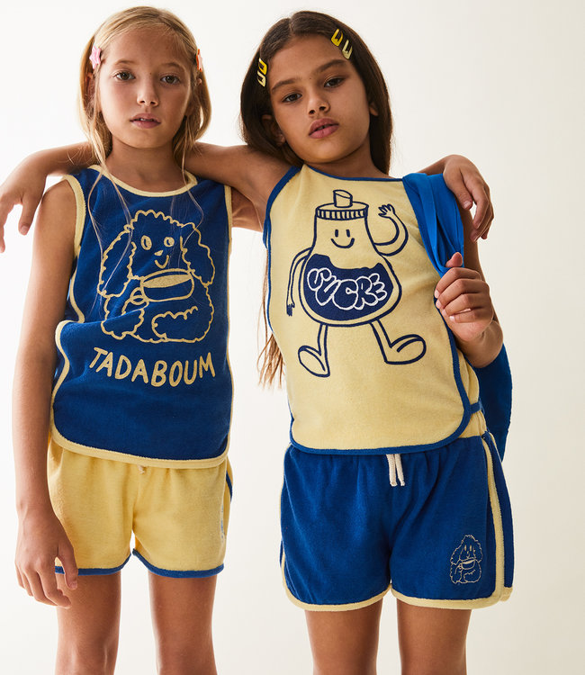 Maison Tadaboum Retro short in blauwe spons