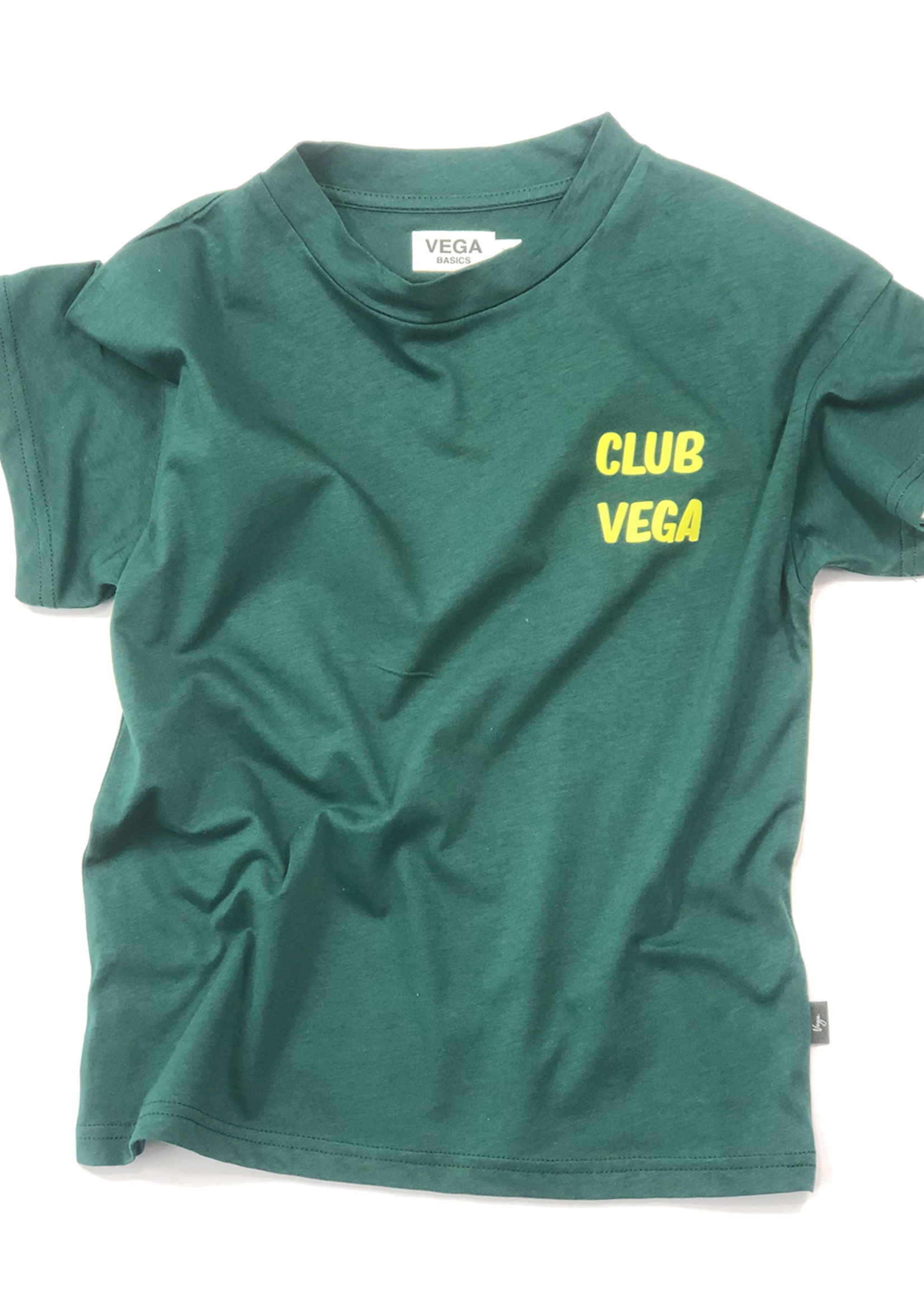 Vega Basics T-shirt vert avec impression de palmier jaune dans le dos