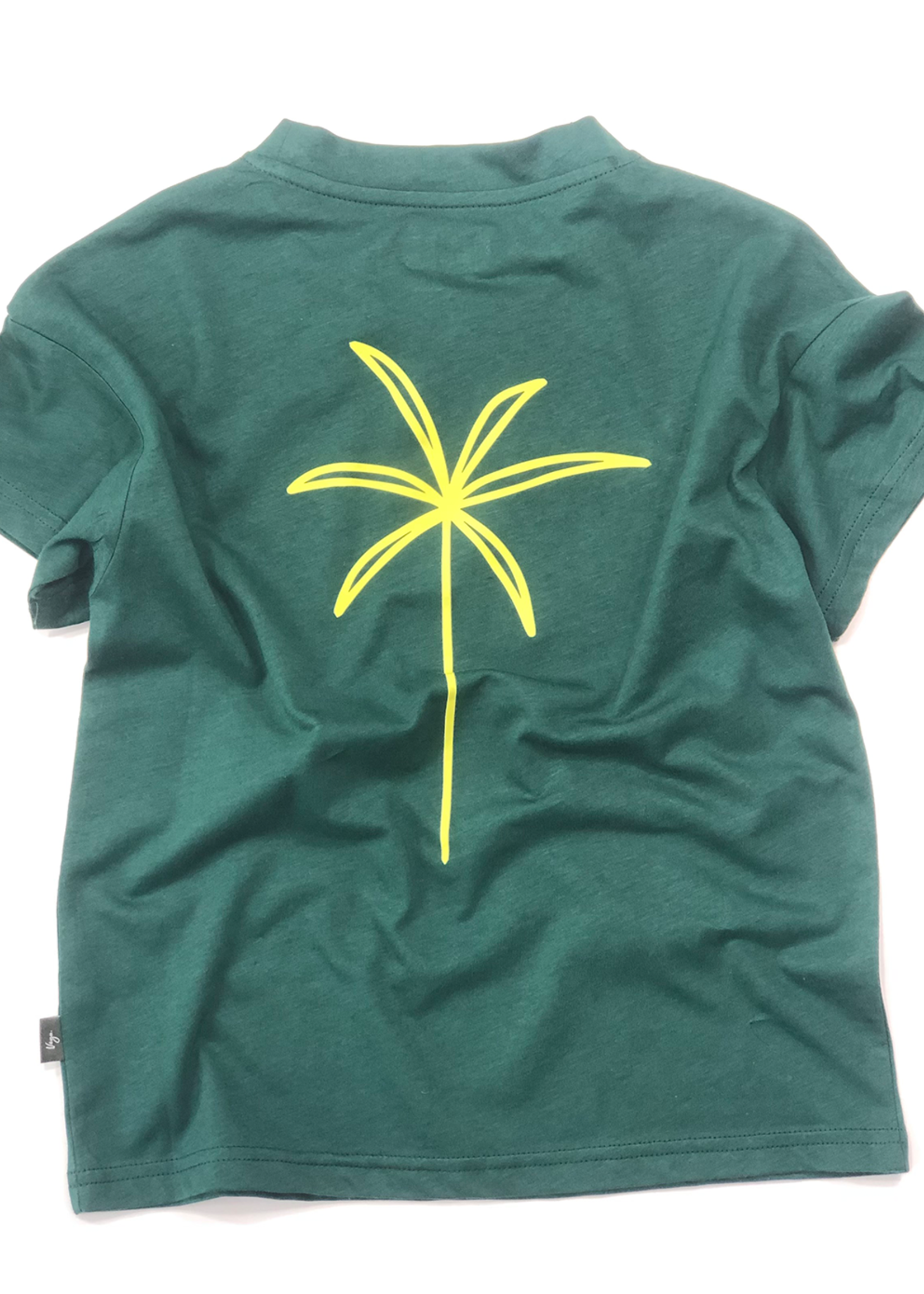 Vega Basics T-shirt vert avec impression de palmier jaune dans le dos