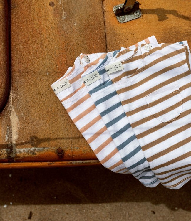 Bean's Barcelona T-shirt met zacht roze streepjes