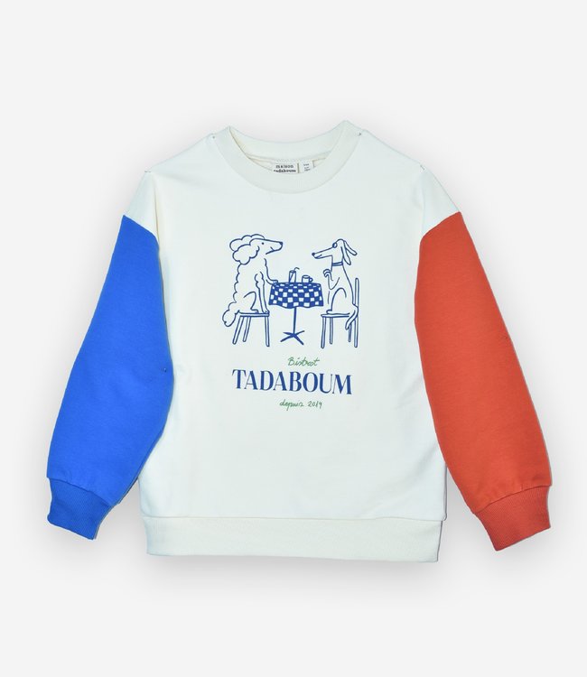 Maison Tadaboum Colorblock sweater met leuke bistro print