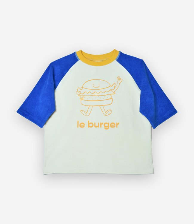 Maison Tadaboum Colorblock T-shirt met hamburger print