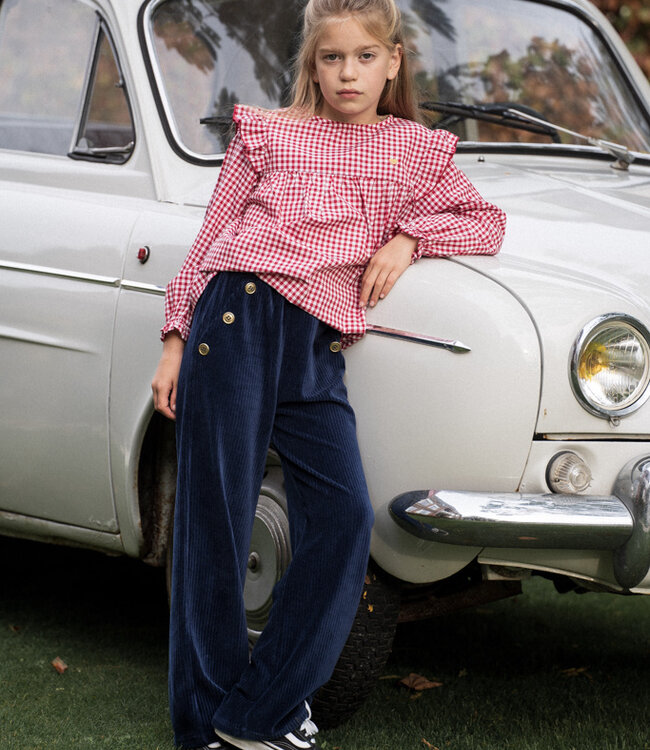 House Of Jamie Wijde broek in blauwe ribfluweel