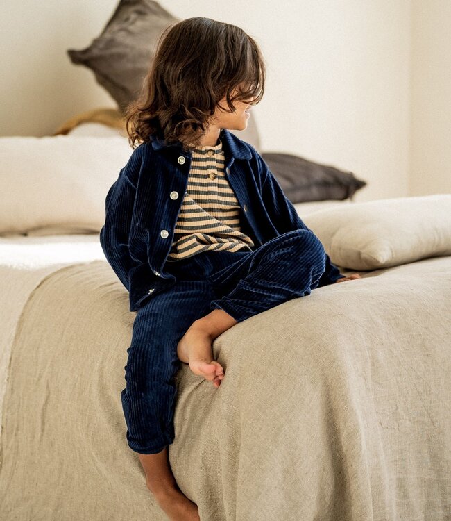 House Of Jamie Donkerblauwe ribfluweel chino