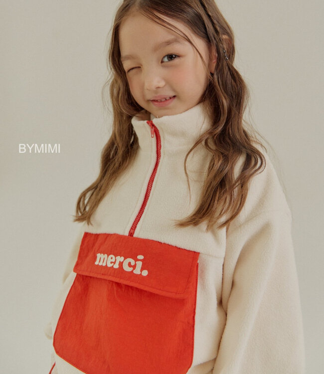 Bymimi Colorblock fleece sweater met rits