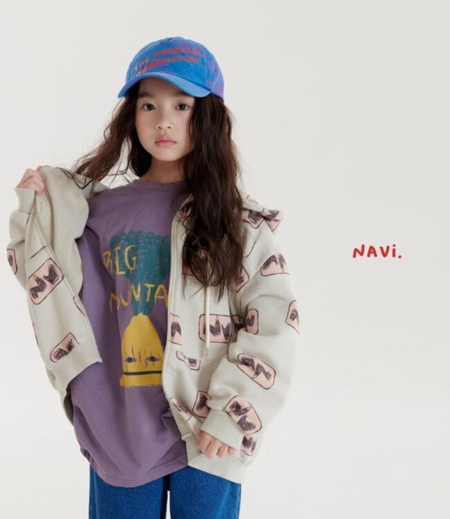 Navi Oversized shirt met lange mouwen en print