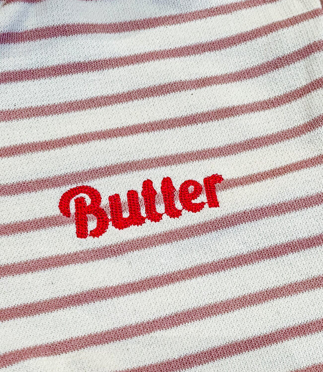 Shinseage Kids Gestreepte zip sweater met rist en opschrift