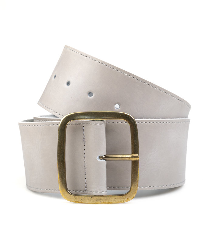 Blue Star Riem made in Belgium -6cm - Licht grijs met bronzen gesp