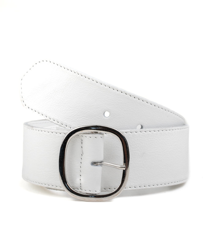 Blue Star Ceinture Made in Belgium -5 cm -cuir blanc